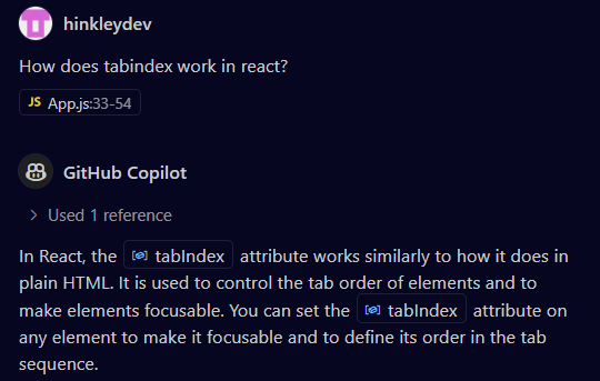 Co-pilot explaining that you need tab index for a HTML element to be focusable