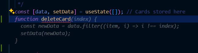 Co-pilot suggesting the code for a delete function