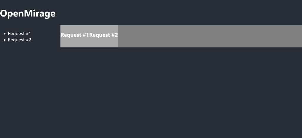 A basic HTML page that says request 1 and 2